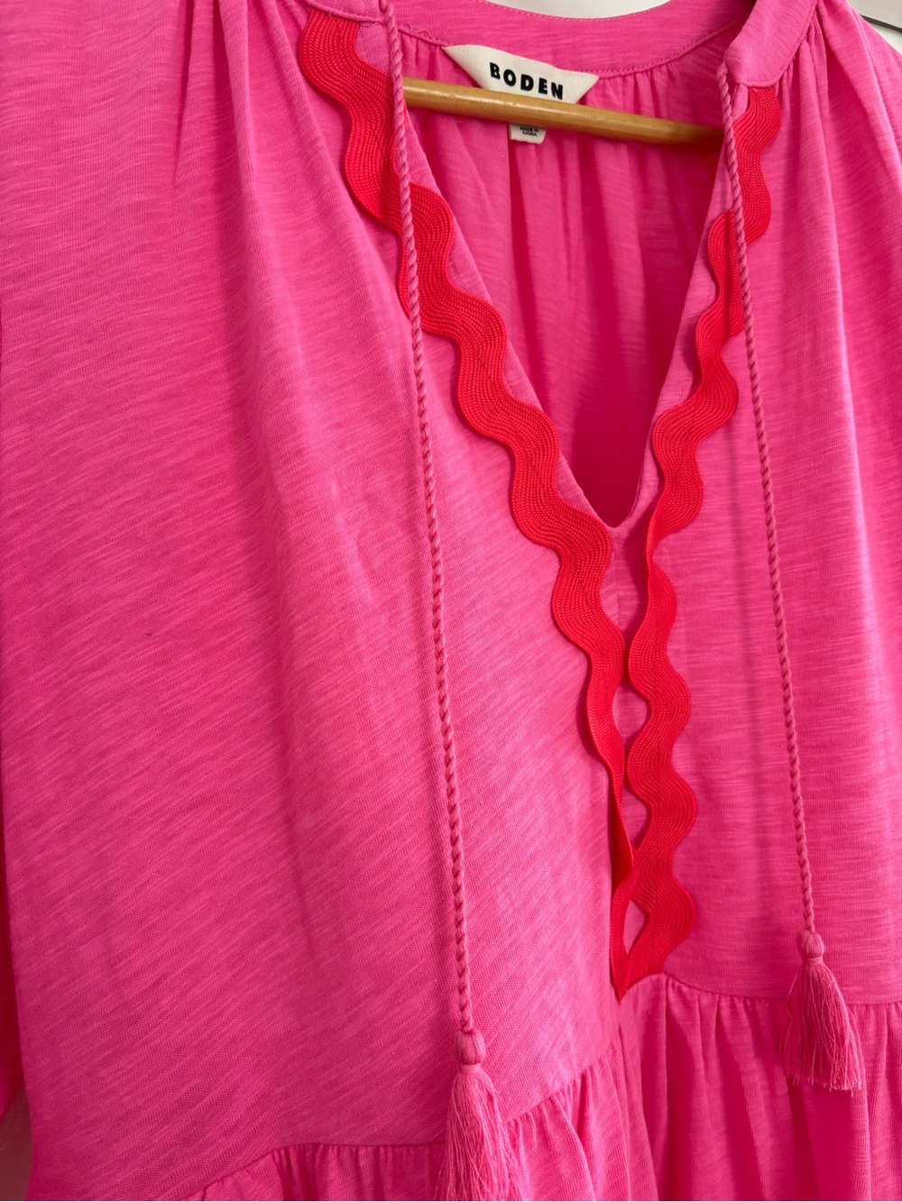 Boden Pink Rickrack Trim Jersey Dress 12R - Picture 4 of 12